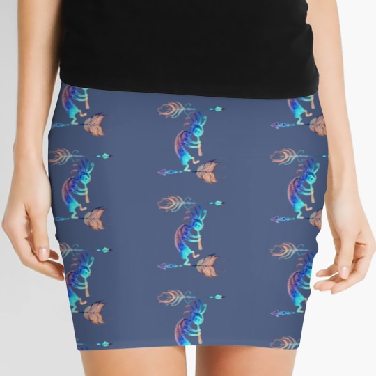 Discover Native American Kokopelli With Two Feathers 2 Women's Mini Skirts