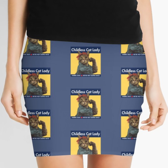 Discover Harris 2024 Women's Mini Skirts | Childless Cat Lady | Kamala Harris Women's Mini Skirts