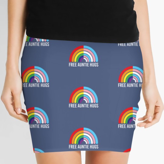 Discover Free Auntie Hugs Rainbow Transgender Flag LGBTQ Gay Pride Women's Mini Skirts