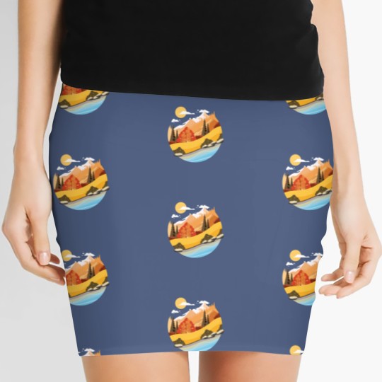 Discover Mountain Vibes Unisex V Neck Women's Mini Skirts