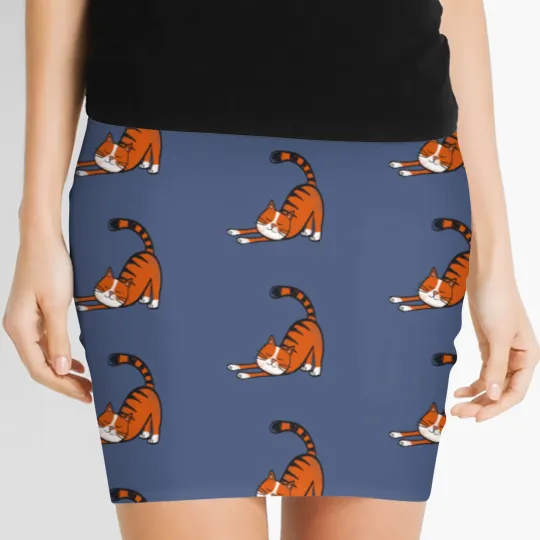 Discover Cute cat with black stripes and orange color Women's Mini Skirts