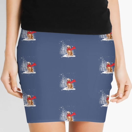 Discover Golden Retriever Is Watching The Snow Falls Christ Women's Mini Skirts