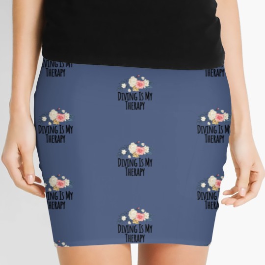 Discover Floral Flowers, Diving Is My Therapy Funny Floral Women's Mini Skirts