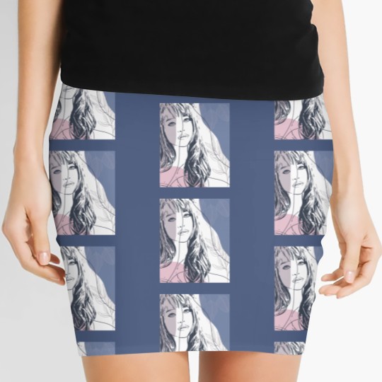 Discover Portrait sketch, tropical plants colorful shapes Women's Mini Skirts