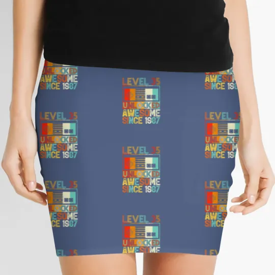 Discover Level 35 Unlocked Awesome Since 1987 35Th Birthday Women's Mini Skirts