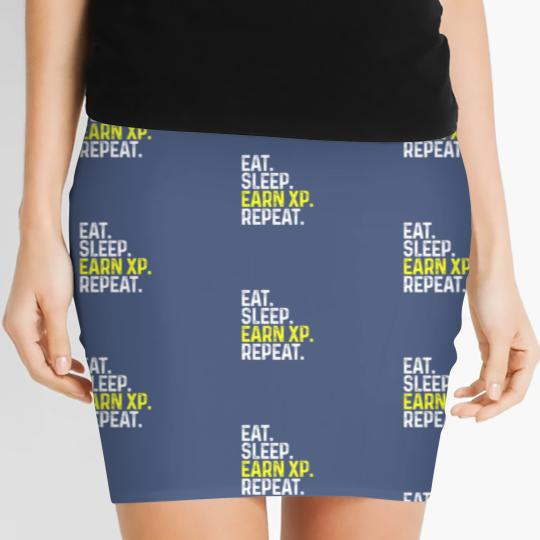 Discover Eat Sleep Earn XP Repeat Funny Gamer Gaming Women's Mini Skirts
