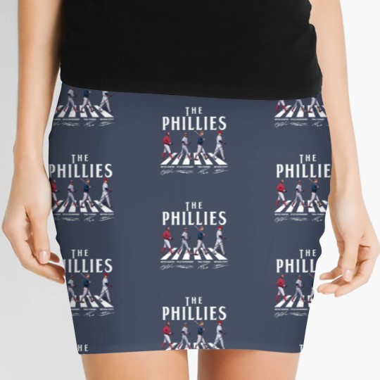 Discover SALE!!! Phillies Walking Abbey Road Signatures Baseball 2023 Signatures Women's Mini Skirts
