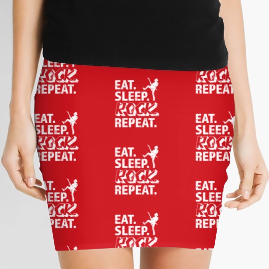 Discover Eat Sleep Rock Repeat Metal Music Rocker Headbanger Women's Mini Skirts