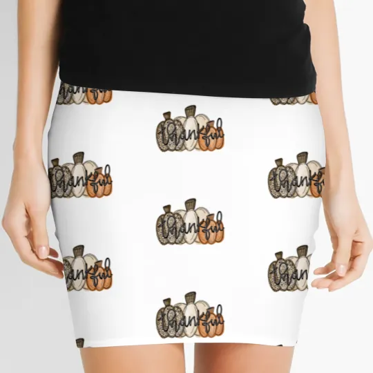 Discover Love Fall Y'All Women's Mini Skirts, Leopard Pumpkin Print Fall Women's Mini Skirts