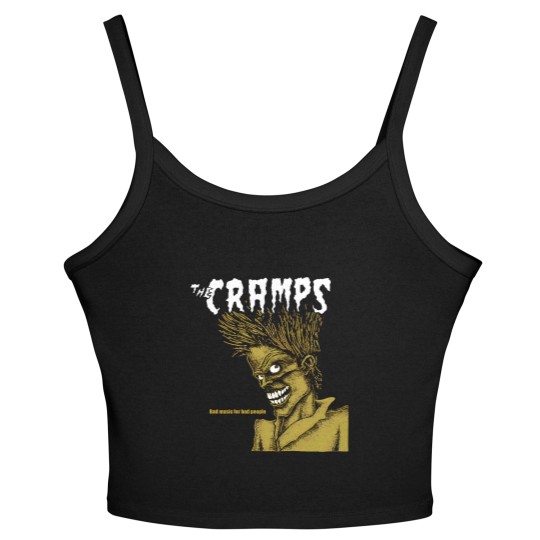 Discover The Cramps Unisex Women's Spaghetti Strap Tank Tops: Bad Music For Bad People (Black)