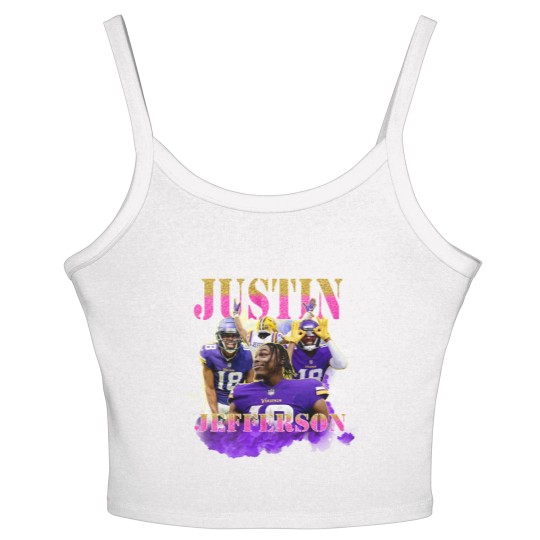 Discover Justin Jefferson Unisex Women's Spaghetti Strap Tank Tops, Football Women's Spaghetti Strap Tank Tops