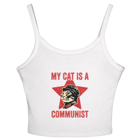 Discover My Cat Is A Communist Vintage Funny Cat Lover Sayi Women's Spaghetti Strap Tank Tops