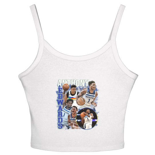 Discover Anthony Edwards Graphic Women's Spaghetti Strap Tank Tops, Basketball Women's Spaghetti Strap Tank Tops