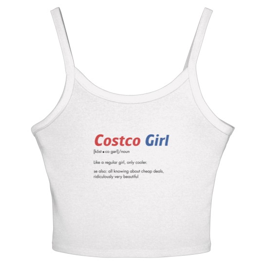 Discover Funny Costco Women's Spaghetti Strap Tank Tops "Costco Girl" Costco Costco Employees and  Costco Lovers
