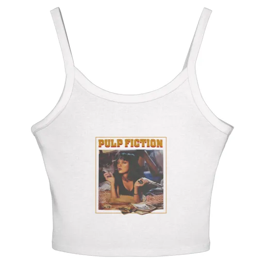 Discover Pulp Fiction Women's Spaghetti Strap Tank Tops, Vintage Quentin Tarantino Pulp Fiction Women's Spaghetti Strap Tank Tops