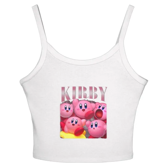 Discover Kirby Women's Spaghetti Strap Tank Tops | Vintage Kirby Women's Spaghetti Strap Tank Tops | Kirby Homage Women's Spaghetti Strap Tank Tops | Kirby Video Game Women's Spaghetti Strap Tank Tops | Funny Kirby Cute Women's Spaghetti Strap Tank Tops