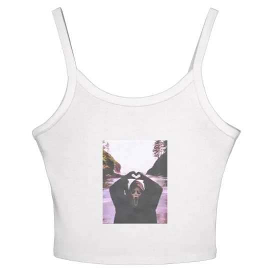 Discover Scream Halloween Heart Hands Comfort Colors Women's Spaghetti Strap Tank Tops, Ghostface Scream Halloween Women's Spaghetti Strap Tank Tops, Michael Myers Women's Spaghetti Strap Tank Tops, Horror Movie Women's Spaghetti Strap Tank Tops Gift