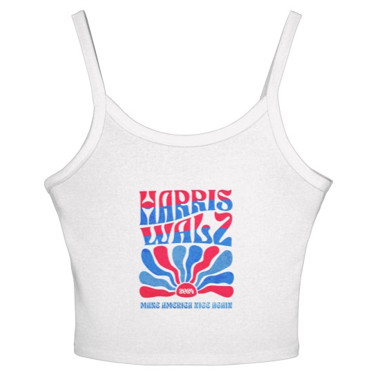 Discover Harris Walz 2024 Vintage Boho Groovy Retro red Blue Kamala Harris 2024 - Harris Walz 2024 - Women's Spaghetti Strap Tank Tops
