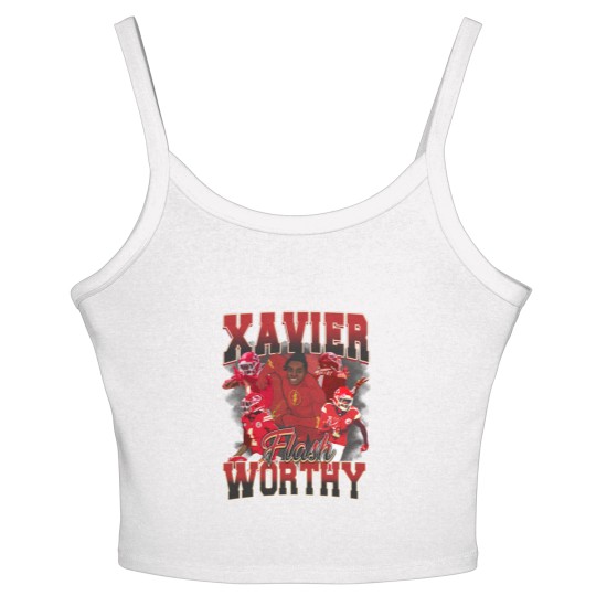Discover Xavier Worthy Flash Vintage Style Y2K Football Women's Spaghetti Strap Tank Tops Women's Spaghetti Strap Tank Tops