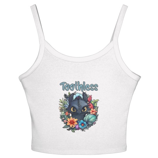 Discover Disneyyy How To Train Your Dragon Toothless Floral Women's Spaghetti Strap Tank Tops, Disneyyy Women's Spaghetti Strap Tank Tops