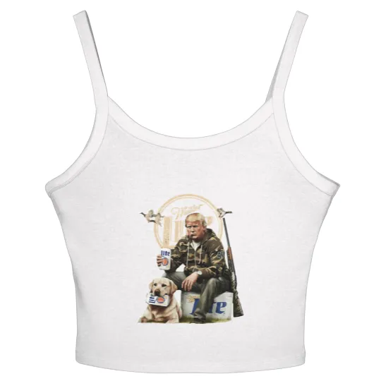 Discover trump hunting miller lite beer Women's Spaghetti Strap Tank Tops