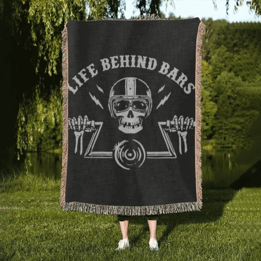 Discover Motorcycle Life Behind Bars Cool Motorcycle Woven Blankets