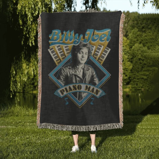 Discover Billy Joel 'Piano Man' (Black) Woven Blankets