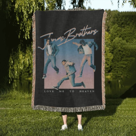 Discover Jonas Brothers Love Me To Heaven Single Cover Retro Woven Blankets