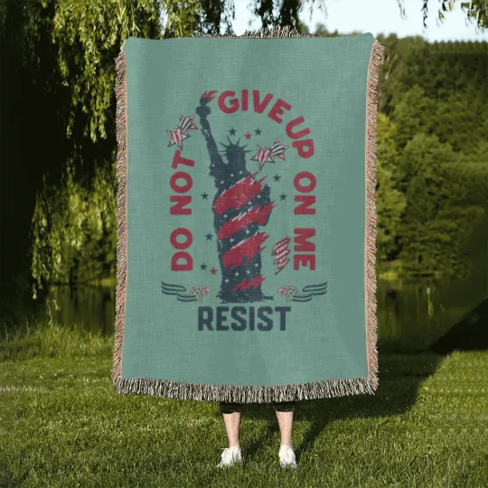 Discover 4th of July Woven Blankets, Anti Trump Woven Blankets, Democracy Matters Woven Blankets