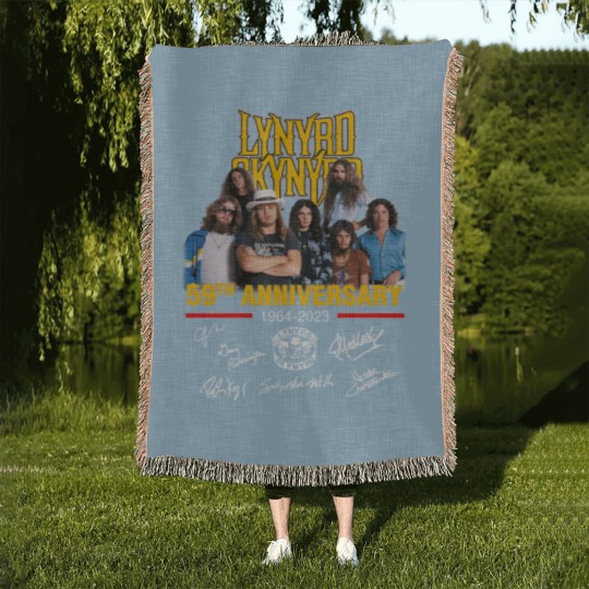 Discover Lynyrd Skynyrd 59th Anniversary 1964-2023 Signatures Woven Blankets