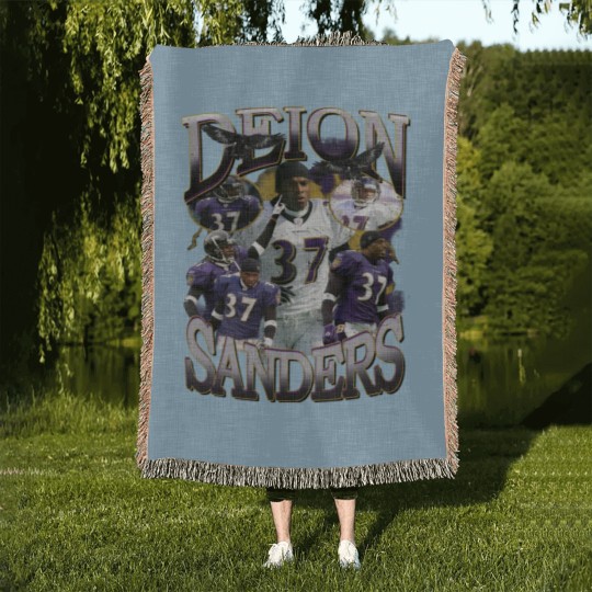 Discover Deion Sanders Ravens Vintage 90's Style Woven Blankets