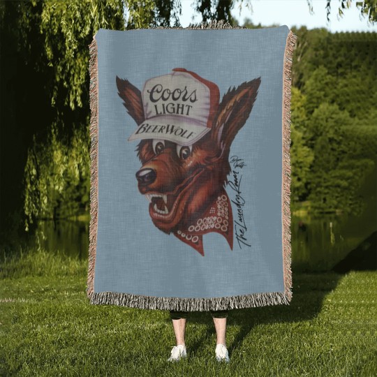 Discover Beer Wolf Oversized Woven Blankets - White