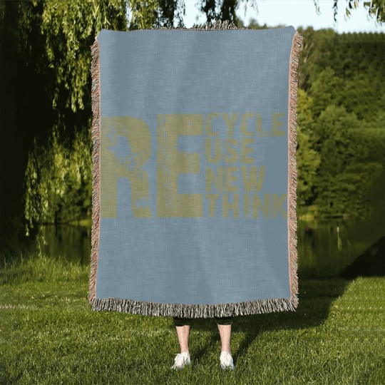 Discover Recycle Reuse Renew Rethink Earth Day Environmental Activism Woven Blankets