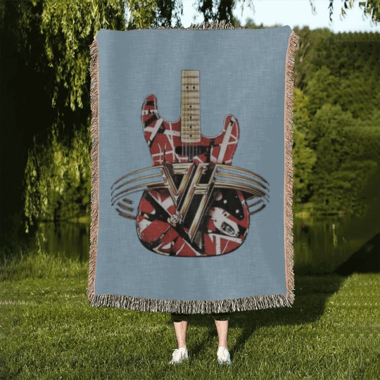 Discover red van guitar halen Woven Blankets