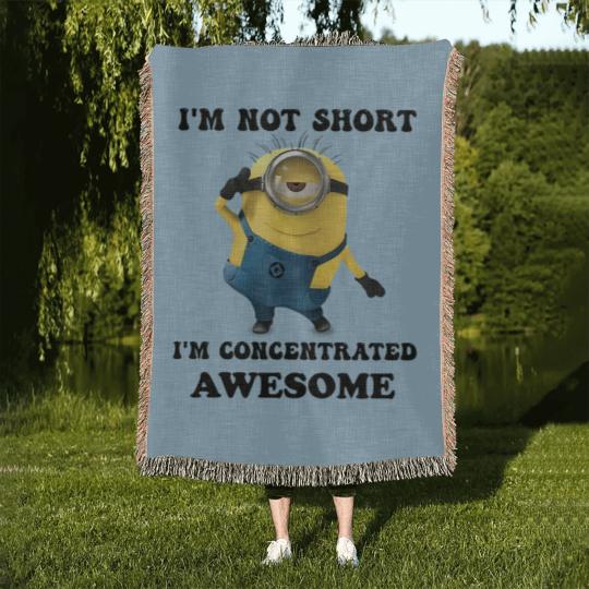 Discover Minions I'm Not Short I'm Concentrated Awesome The Rise of Gru Graphic Woven Blankets