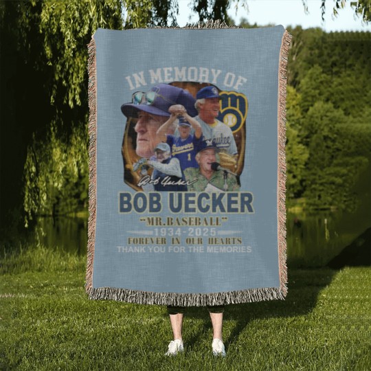 Discover Mr. Baseball In Memory Of Bob Uecker Forever In Our Hearts 1934-2025 Woven Blankets
