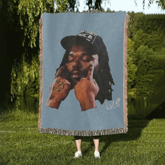 Discover Lucki - Graphic Woven Blankets, Rap Woven Blankets, Vintage Style Rap Woven Blankets, Hip Hop Woven Blankets