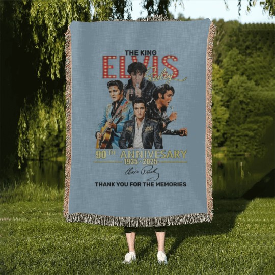 Discover Elvis Presley tour 2025, Elvis 90th Anniversary Woven Blankets 2D