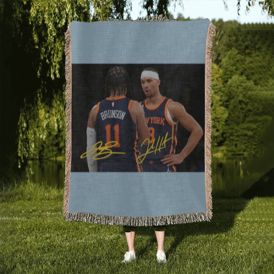 Discover Jalen Brunson and Josh Hart With Signature Vintage Woven Blankets, New York Basketball Retro 90s Woven Blankets