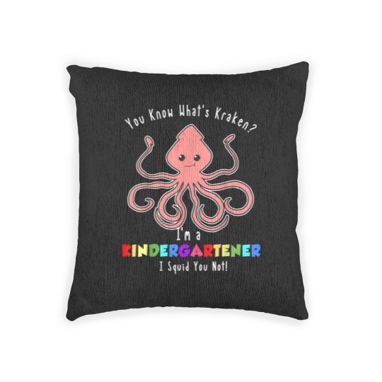 Discover Kindergarten Kraken Funny Back to School Pun Quote Joke Woven Pillows