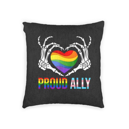 Discover proud ally lgbt transgender flag skeleton heart gay lesbian Woven Pillows