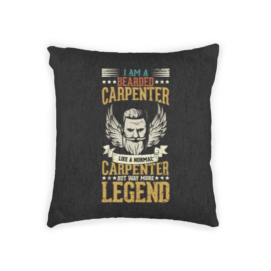 Discover I Am A Bearded Carpenter, Funny Carpenter Quotes Woven Pillows