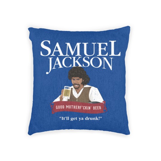 Discover Samuel Jackson Good Motherfckin_ Beer Woven Pillows