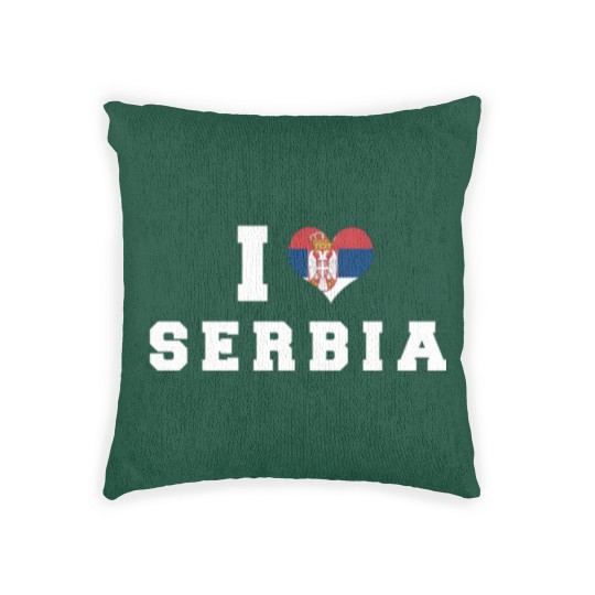 Discover I Love Serbia Republic Heart Flag Woven Pillows