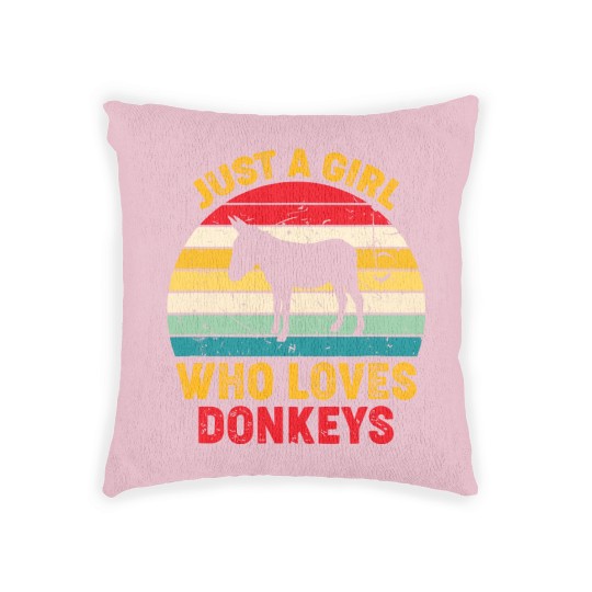 Discover Just A Girl Who Loves Donkeys Retro Sunset Donkey Lovers Woven Pillows