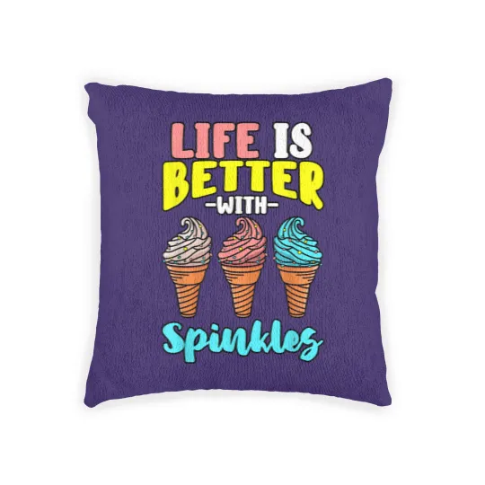 Discover Life is Better With Sprinkles Sweet Confectionery Ice Cream Woven Pillows