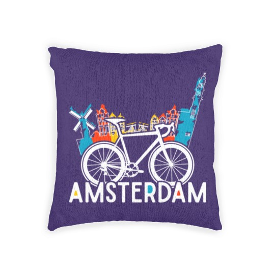 Discover Amsterdam bike in Holland Woven Pillows