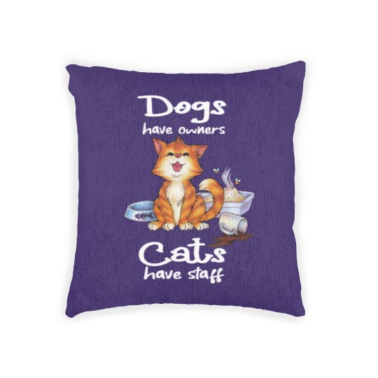 Discover Dogs have owners Cats have staff cute cats crying Woven Pillows