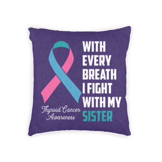 Discover Sister Thyroid Cancer Awareness Blue Pink Teal Rib Woven Pillows