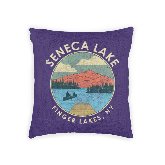 Discover Finger Lakes NY New York Seneca Lake print Woven Pillows